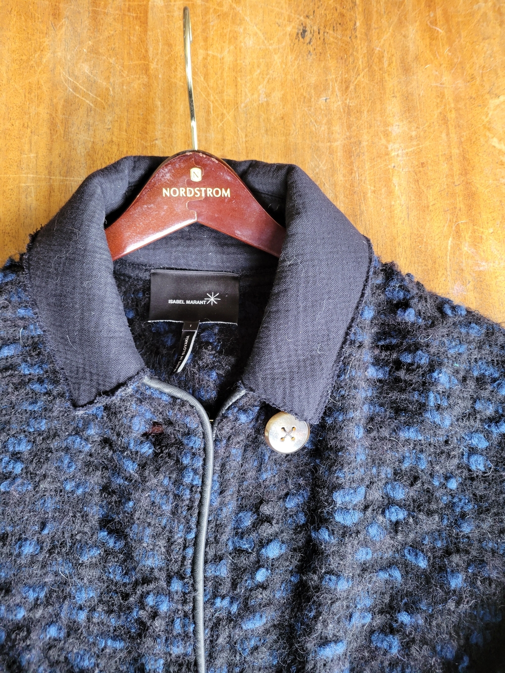 Isabel Marant Navy Textured Zip-Up Coat - Picture 2 of 2